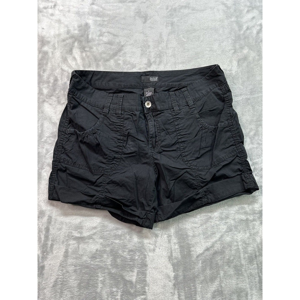 a.n.a. Womens Sz 8 Designer Black Mini Shorts  Light Weight Low Rise Ladies